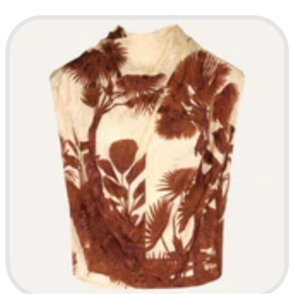 Johanna Ortiz Brown and Cream Floral Blouse